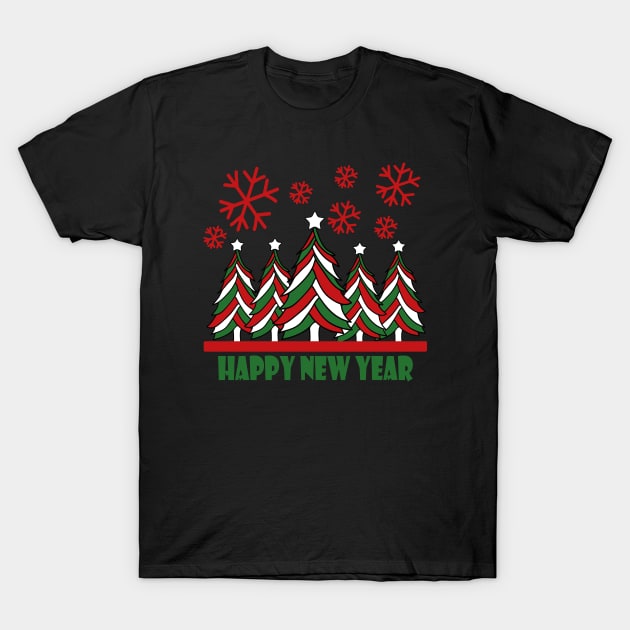 Happy New Year 2024 Tree Snowflakes T-Shirt by Day81